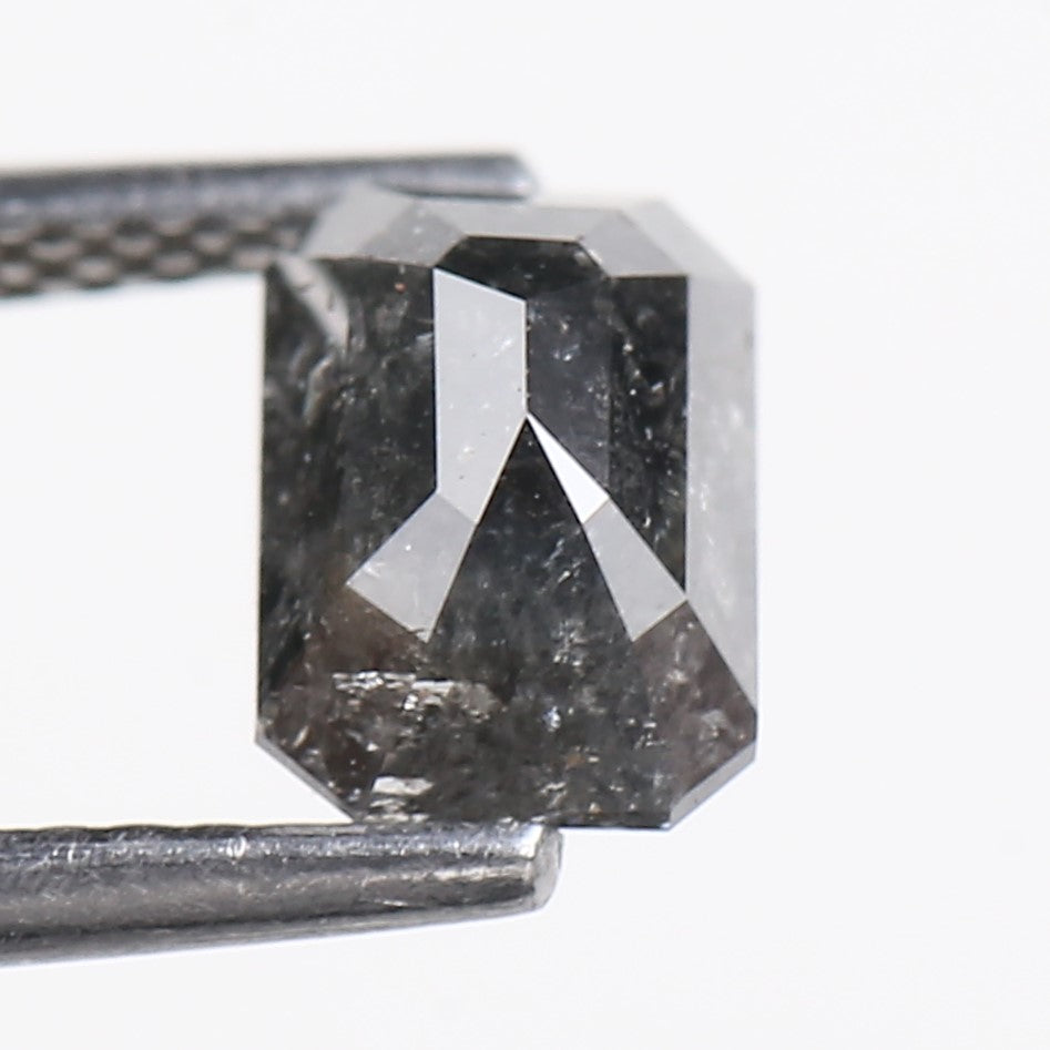 1.30 Carat Salt and Pepper Diamond Emerald Cut For Black Speckled Ring