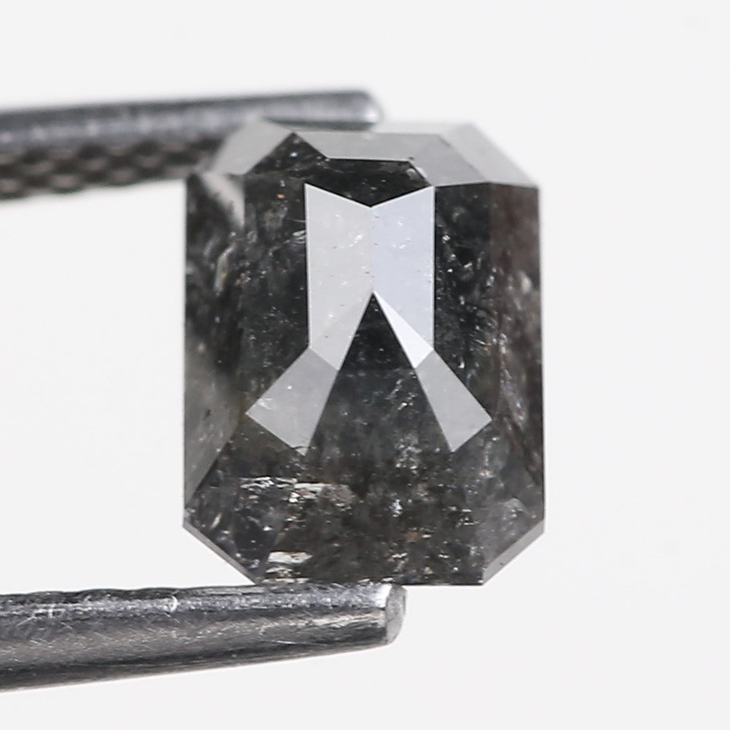 1.30 Carat Salt and Pepper Diamond Emerald Cut For Black Speckled Ring