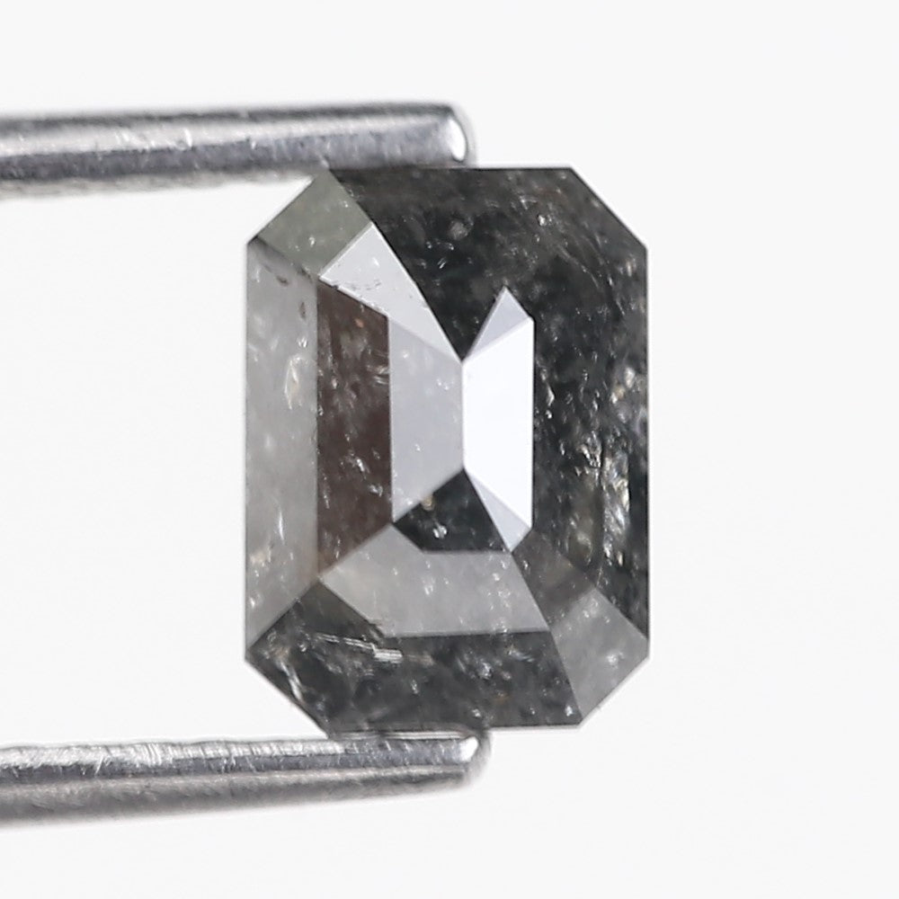 1.30 Carat Salt and Pepper Diamond Emerald Cut For Black Speckled Ring