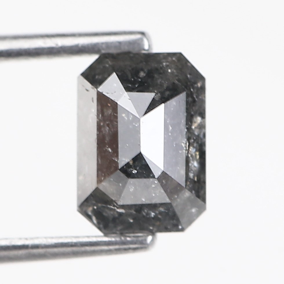 1.30 Carat Salt and Pepper Diamond Emerald Cut For Black Speckled Ring