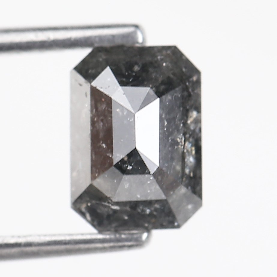 1.30 Carat Salt and Pepper Diamond Emerald Cut For Black Speckled Ring