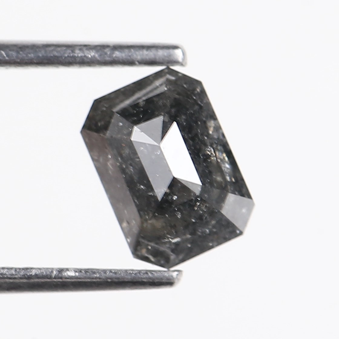 1.30 Carat Salt and Pepper Diamond Emerald Cut For Black Speckled Ring