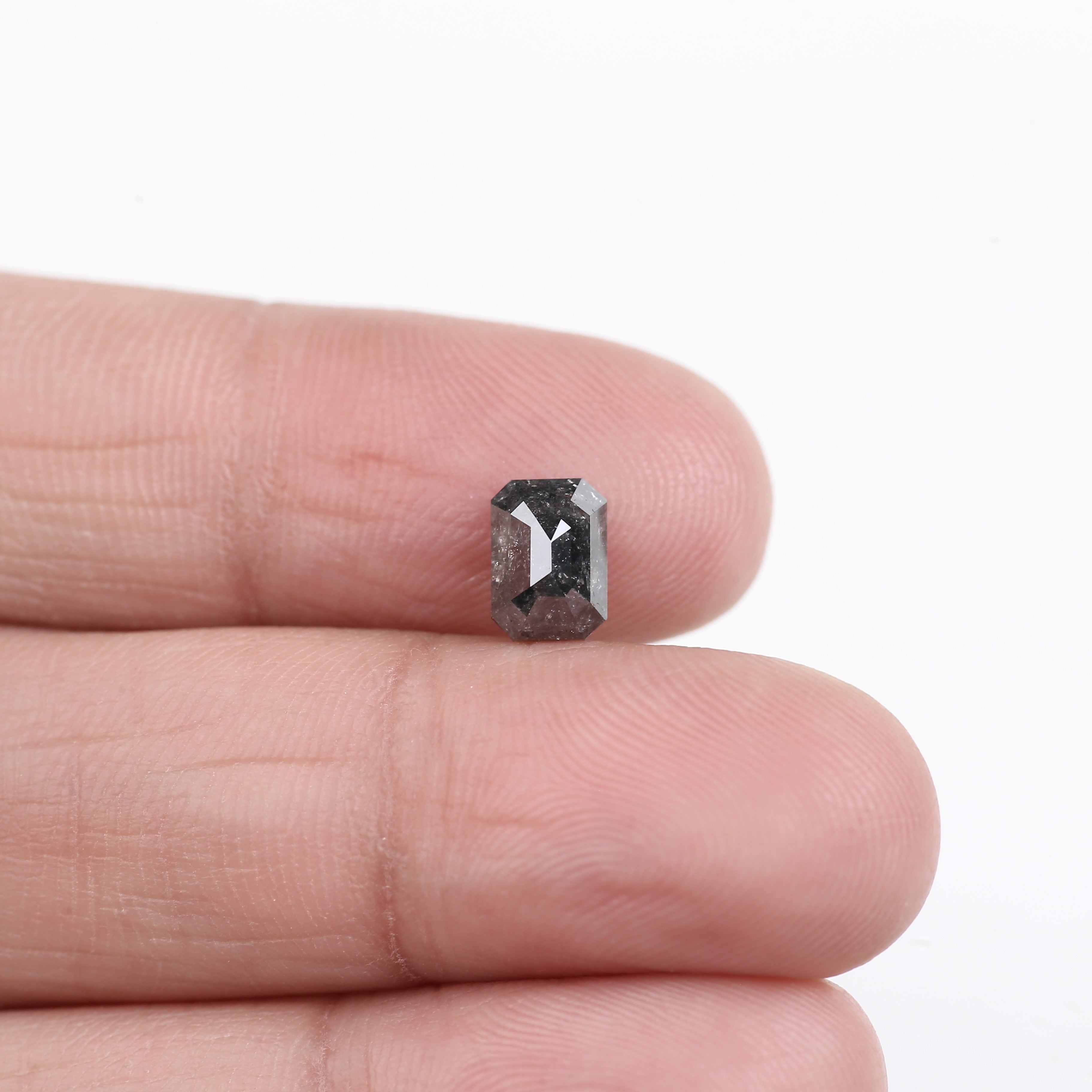 1.30 Carat Salt and Pepper Diamond Emerald Cut For Black Speckled Ring