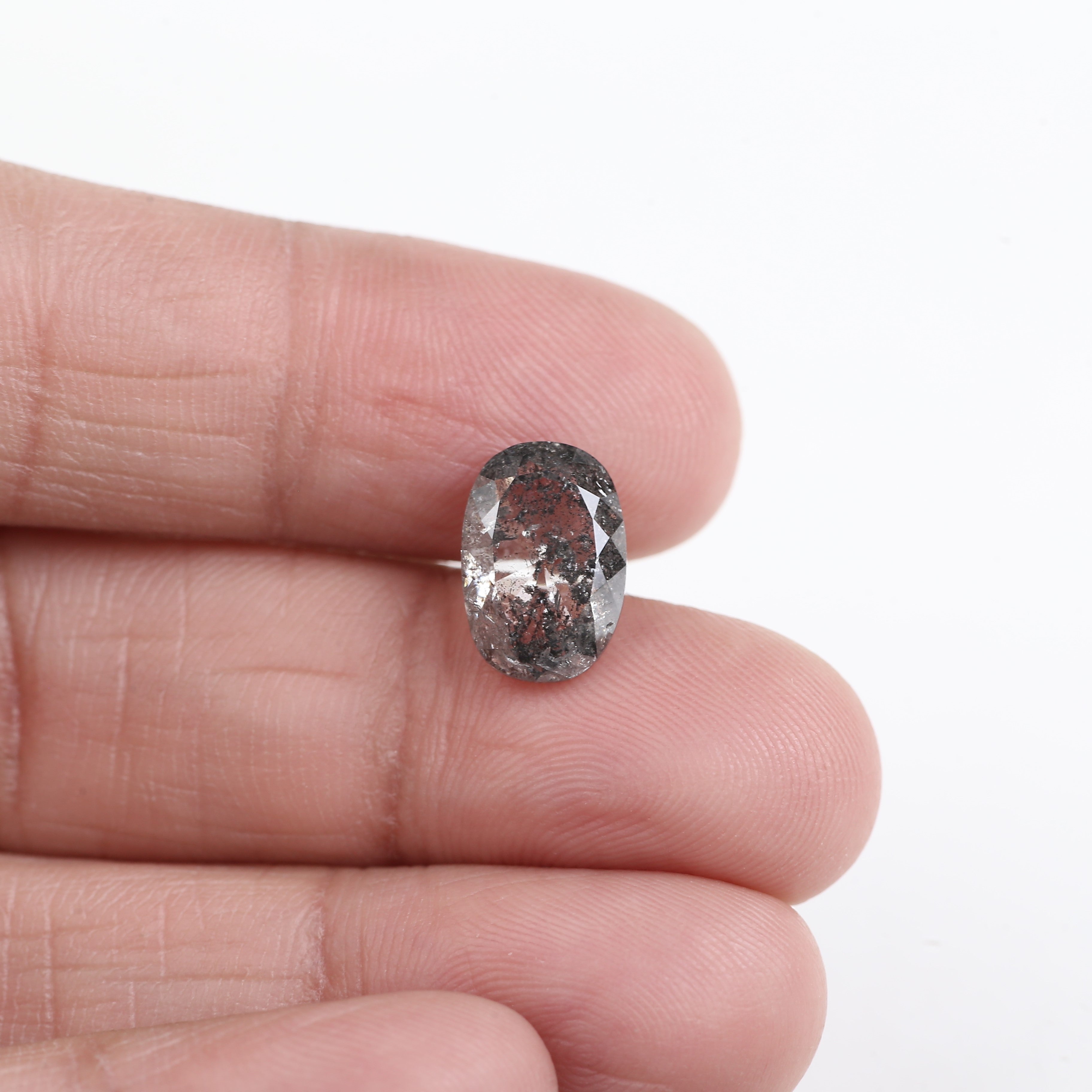 4 Carat Salt Pepper Natural Stone For Elongated Cushion Diamond Engagement Ring