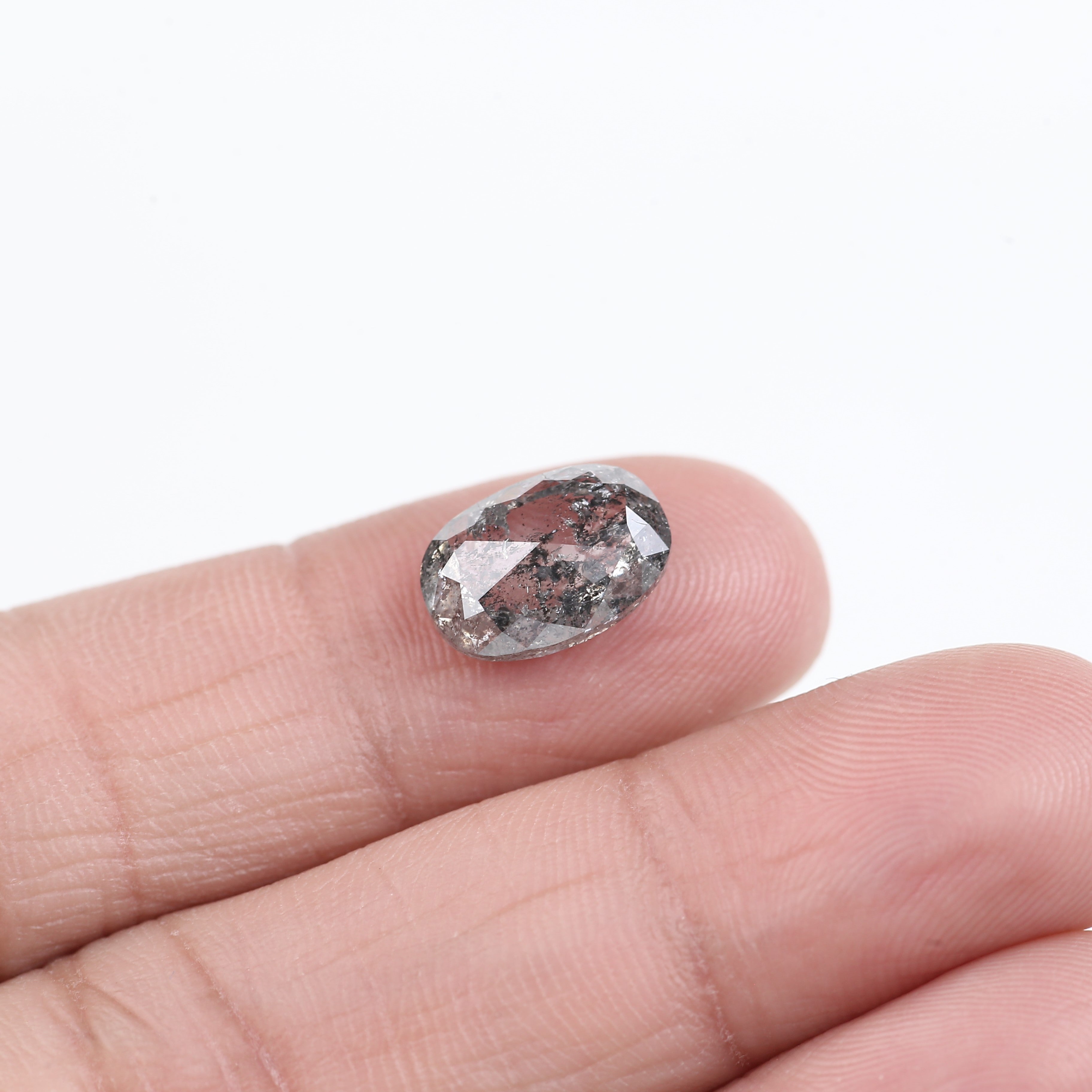 4 Carat Salt Pepper Natural Stone For Elongated Cushion Diamond Engagement Ring