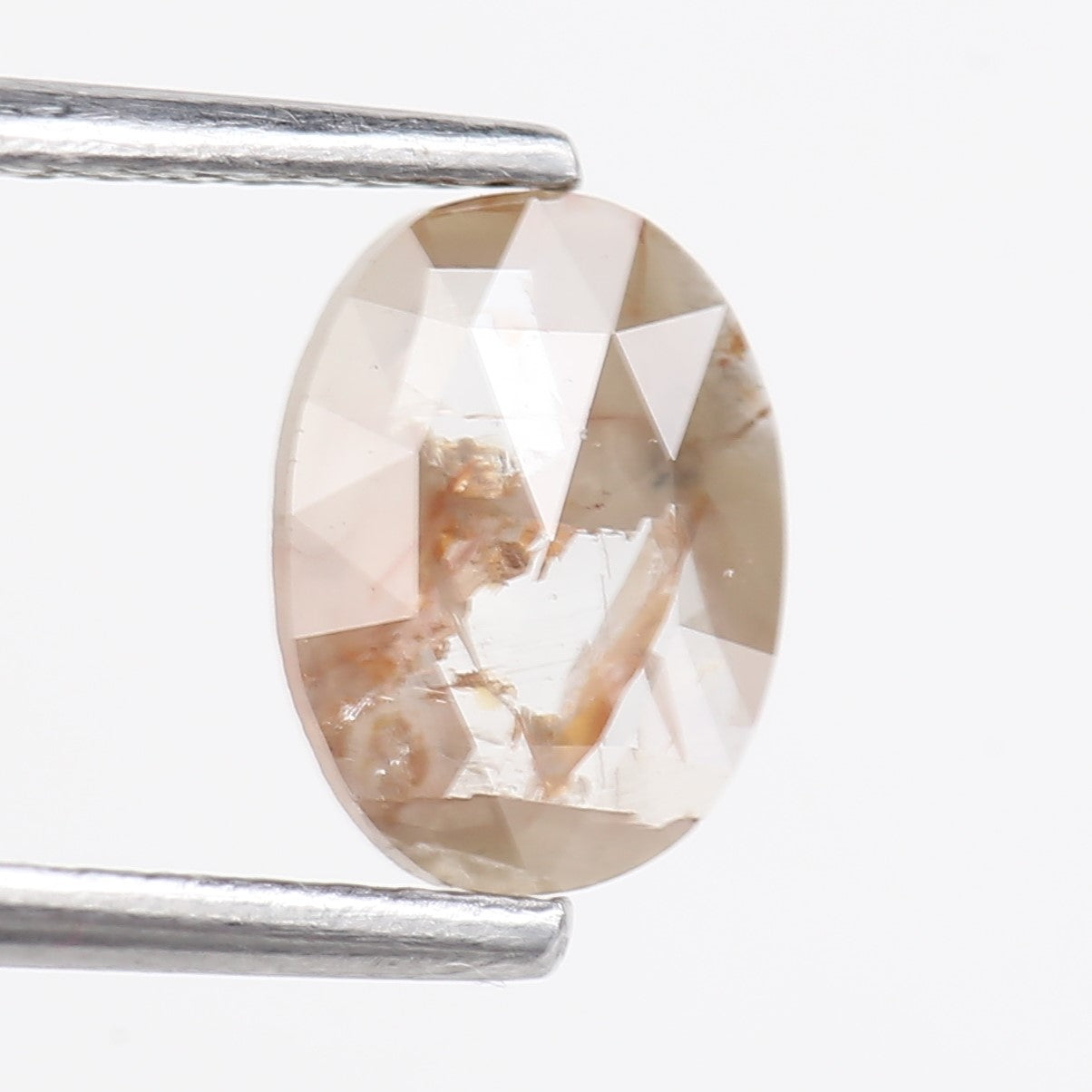 0.74 Carat Natural Orange Oval Salt and Pepper Rose Cut Diamond 7.60 MM
