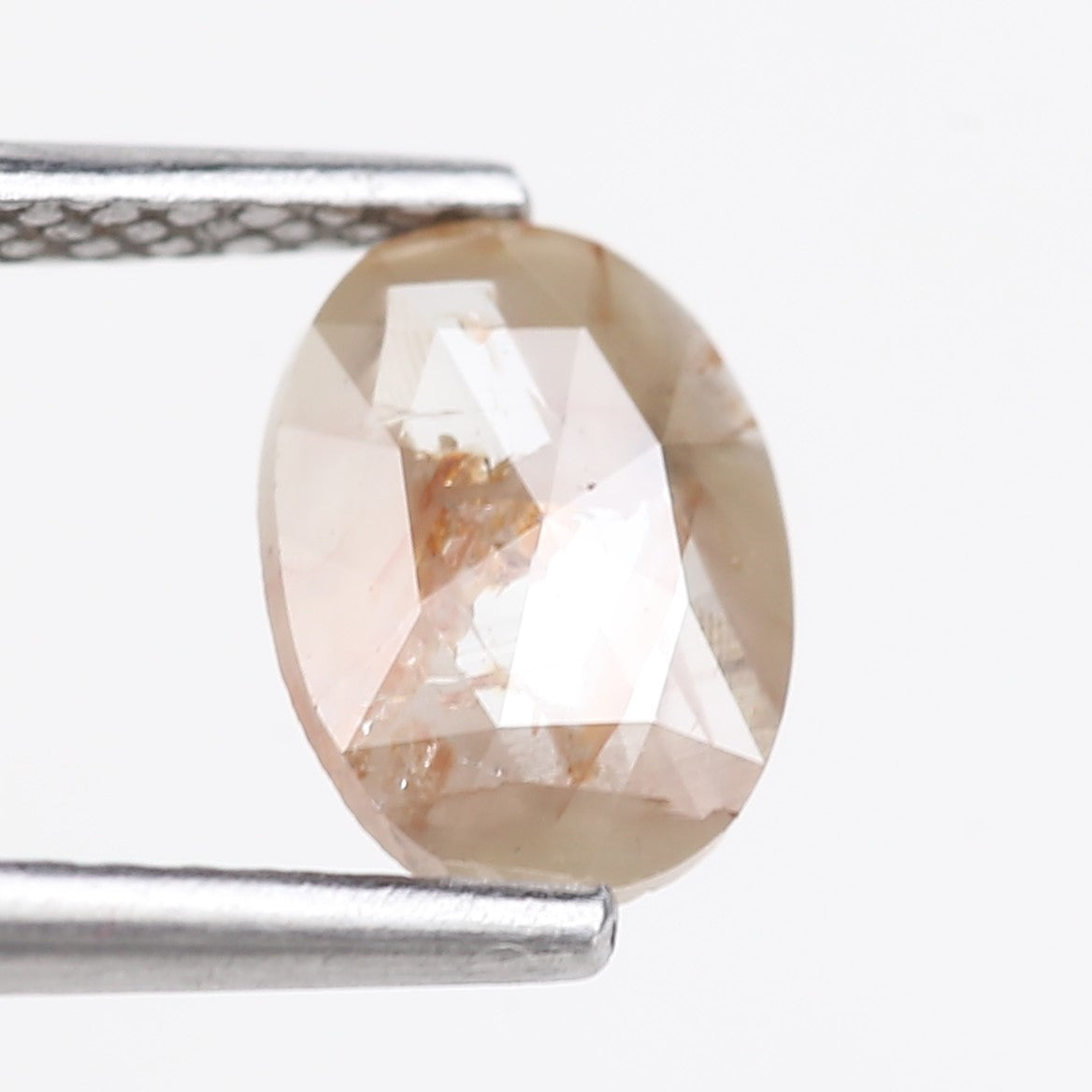 0.74 Carat Natural Orange Oval Salt and Pepper Rose Cut Diamond 7.60 MM