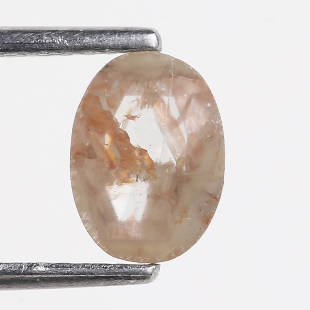 0.74 Carat Natural Orange Oval Salt and Pepper Rose Cut Diamond 7.60 MM