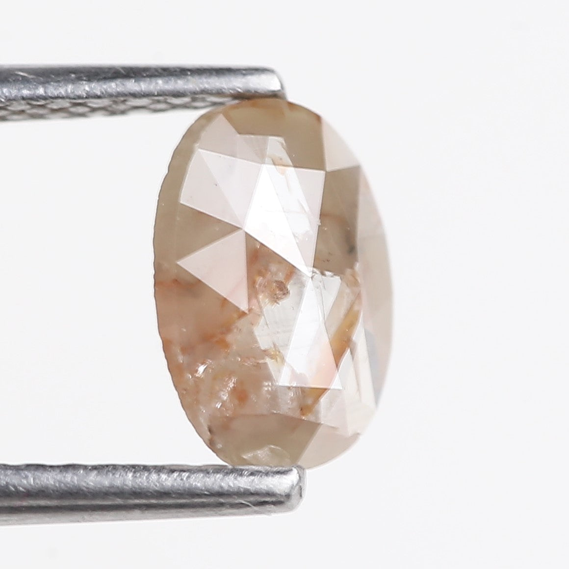 0.74 Carat Natural Orange Oval Salt and Pepper Rose Cut Diamond 7.60 MM