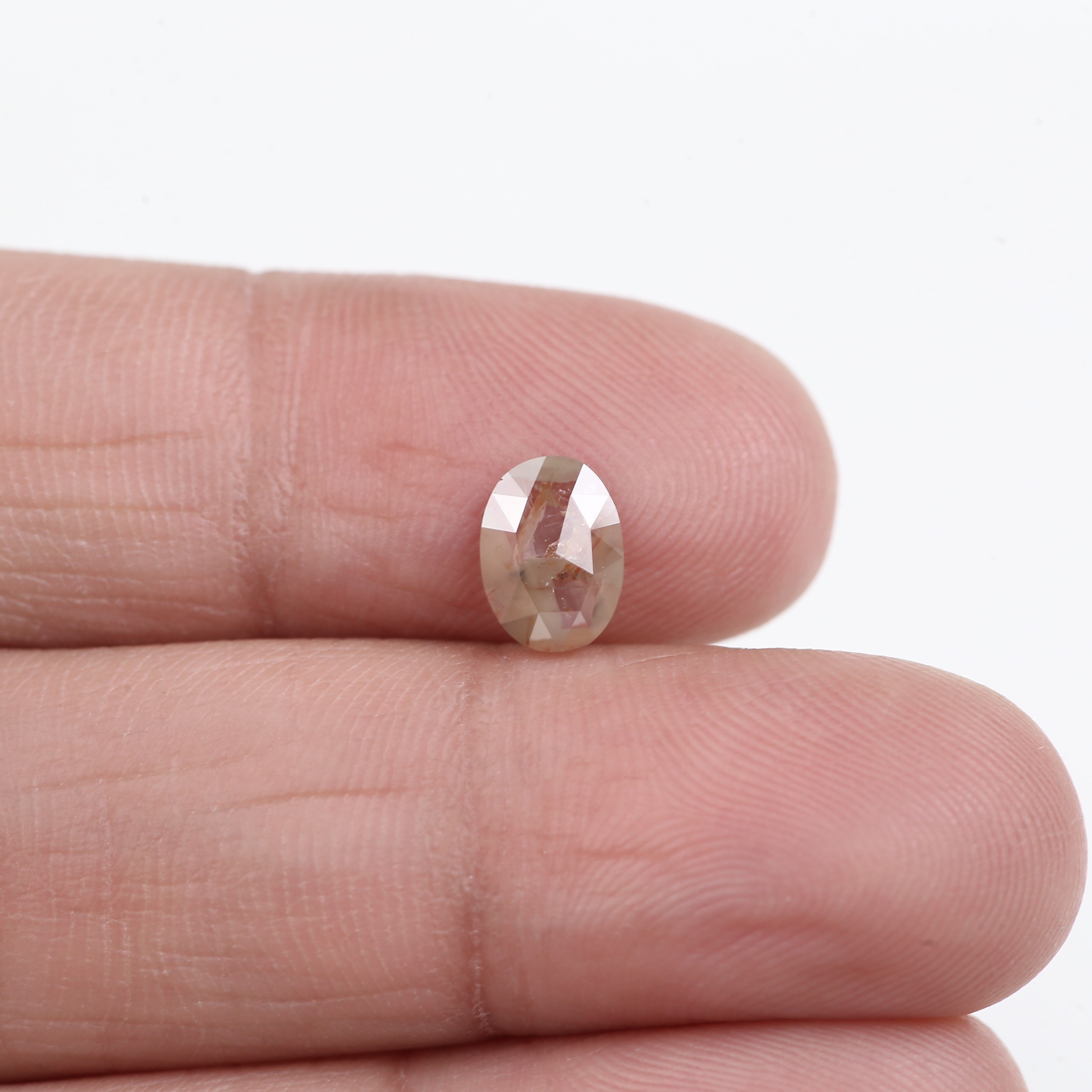 0.74 Carat Natural Orange Oval Salt and Pepper Rose Cut Diamond 7.60 MM