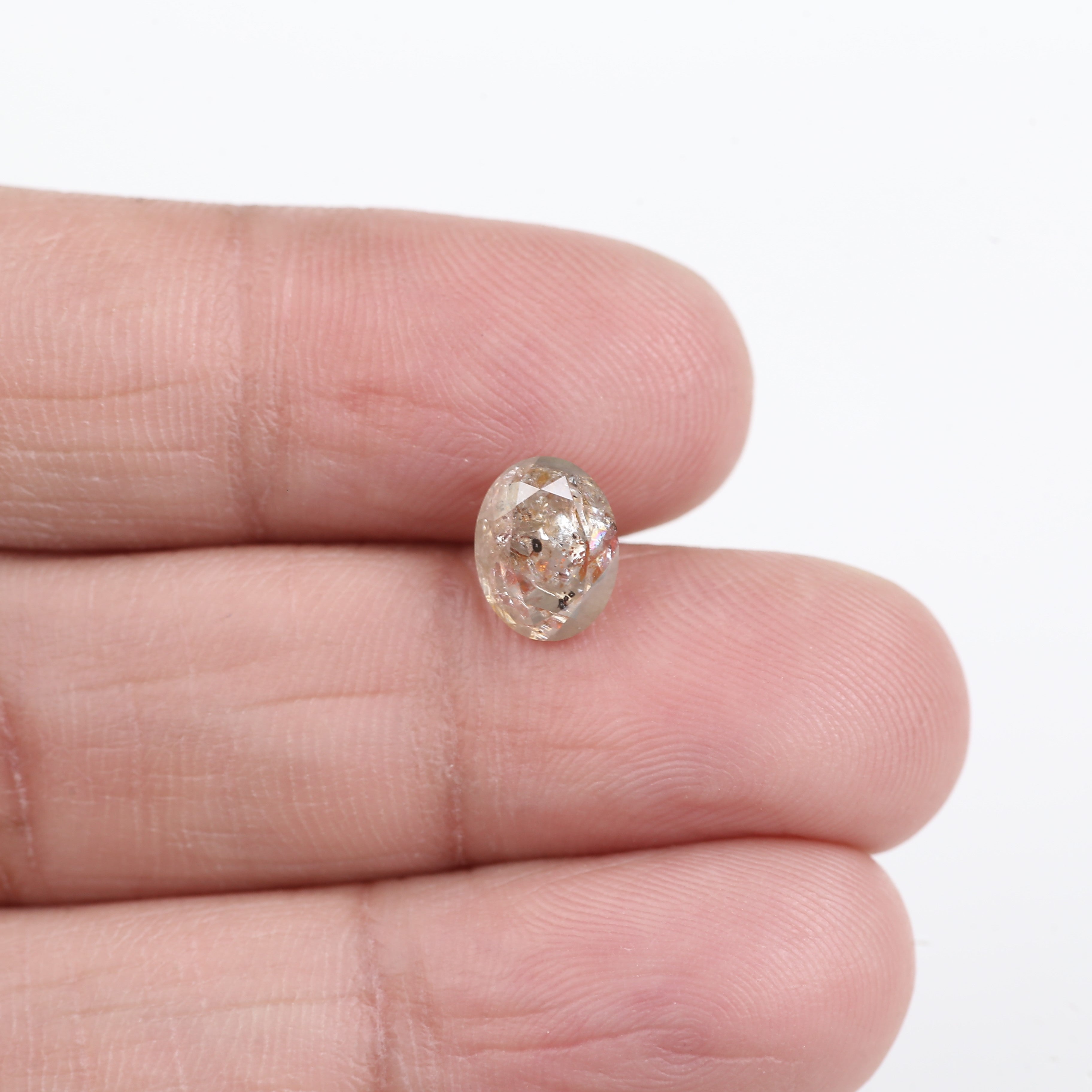 1.97 Carat Orange Gray Oval Salt and Pepper Diamond For Custom Ring 8.15 MM