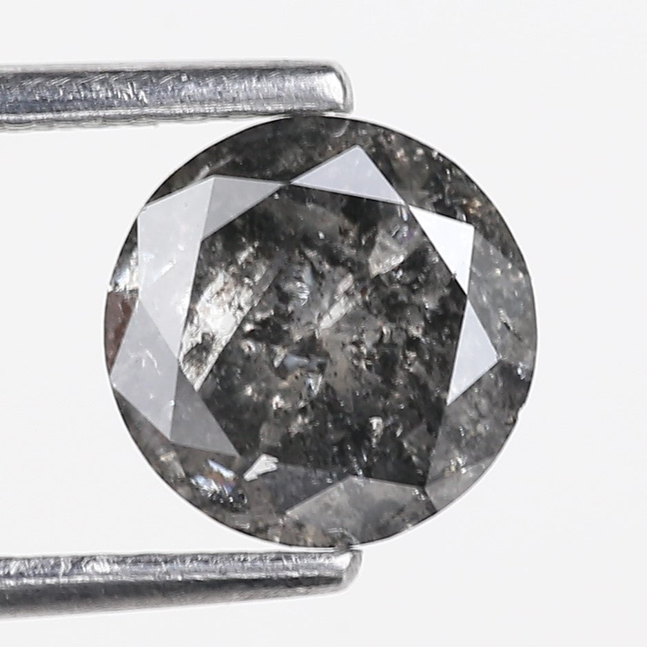 1.12 Carat Natural Salt and Pepper Round Galaxy Diamond 7 MM