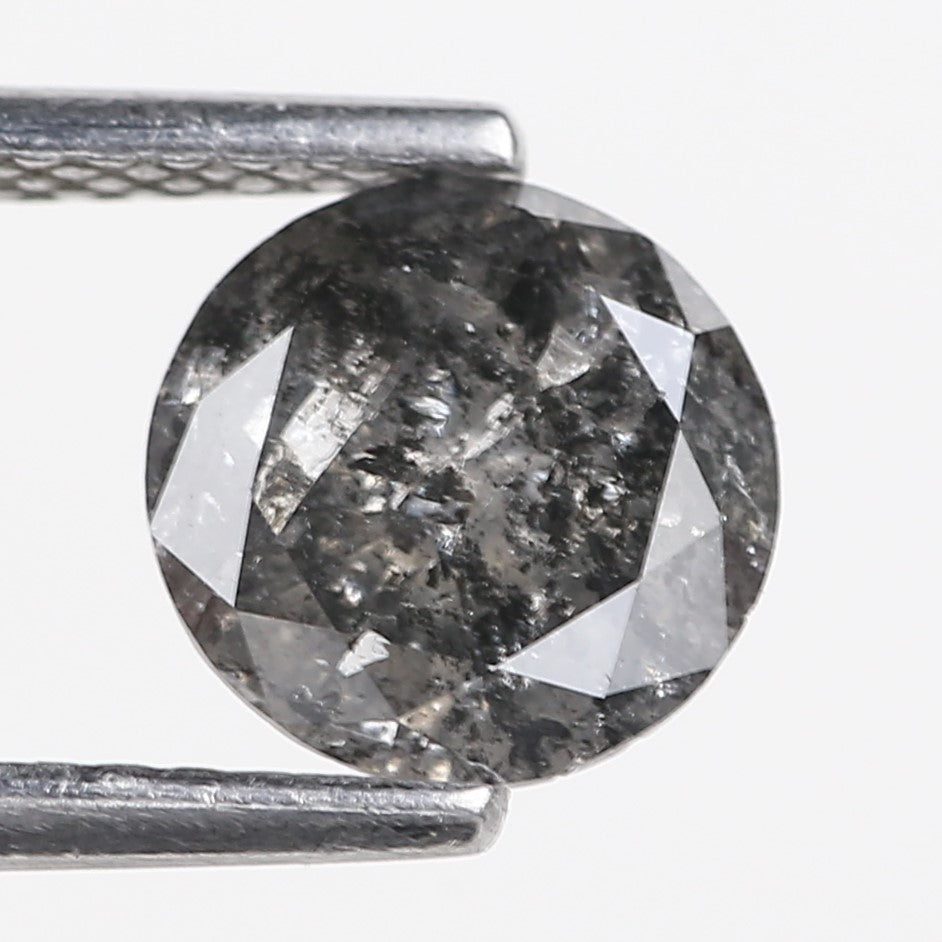1.12 Carat Natural Salt and Pepper Round Galaxy Diamond 7 MM