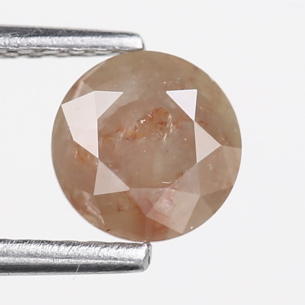 0.93 Carat Natural Orange Round Cut Salt Pepper Rustic Diamond 5.9 MM