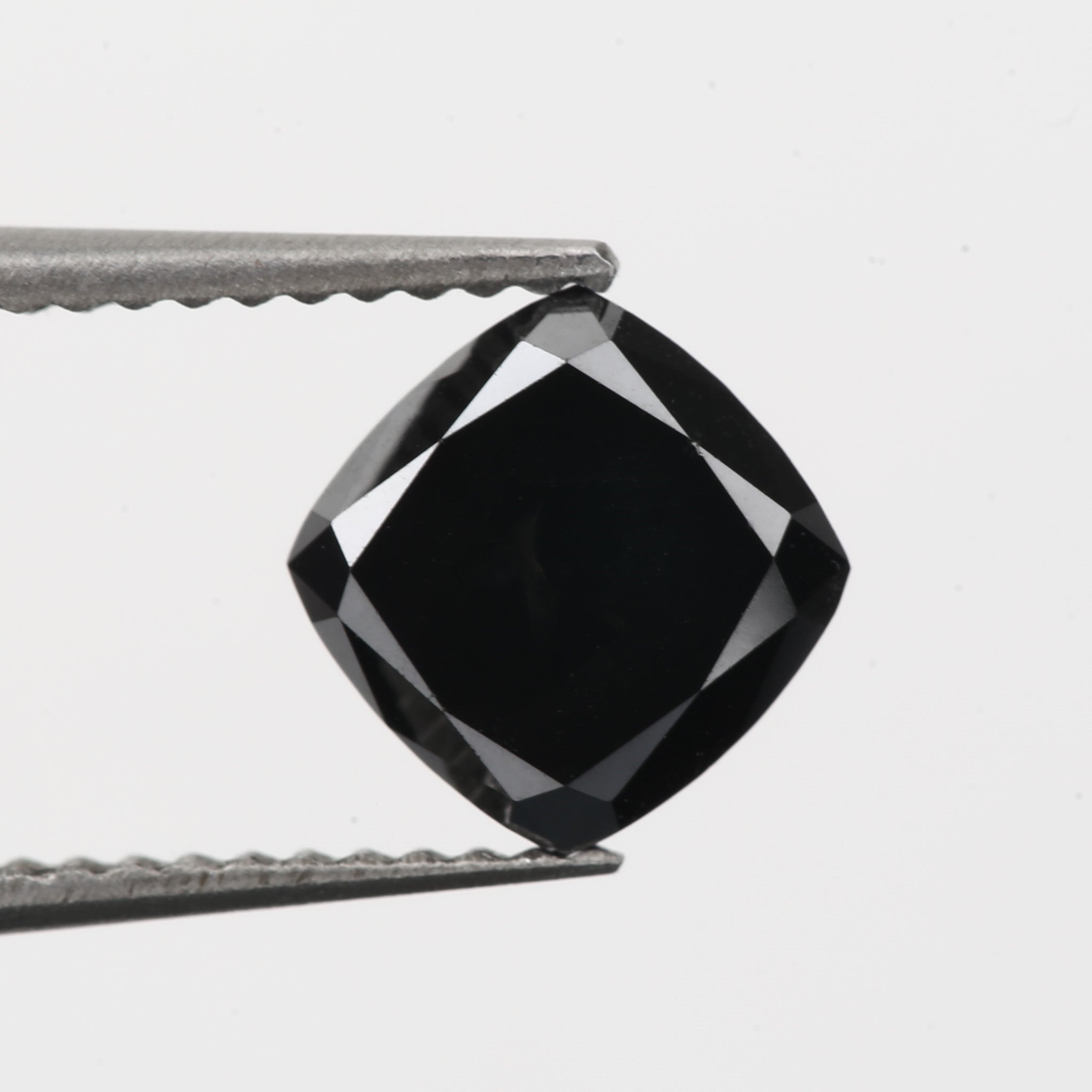 natural cushion cut black diamond