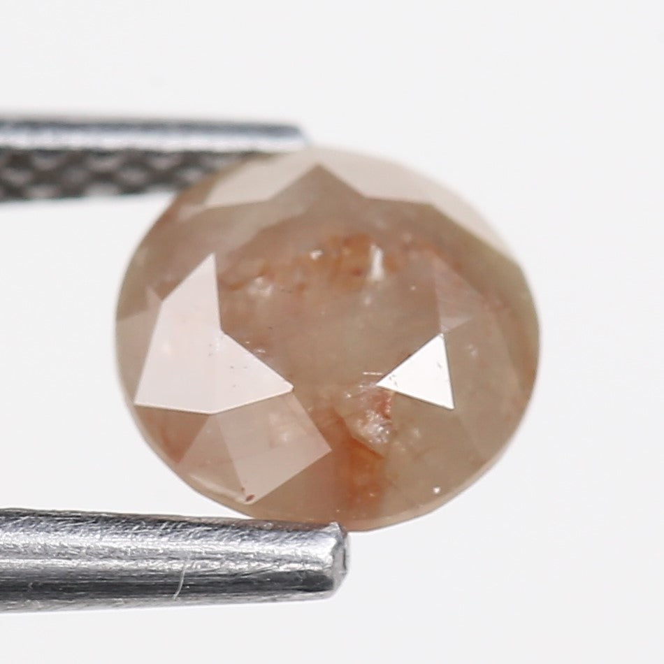 0.93 Carat Natural Orange Round Cut Salt Pepper Rustic Diamond 5.9 MM