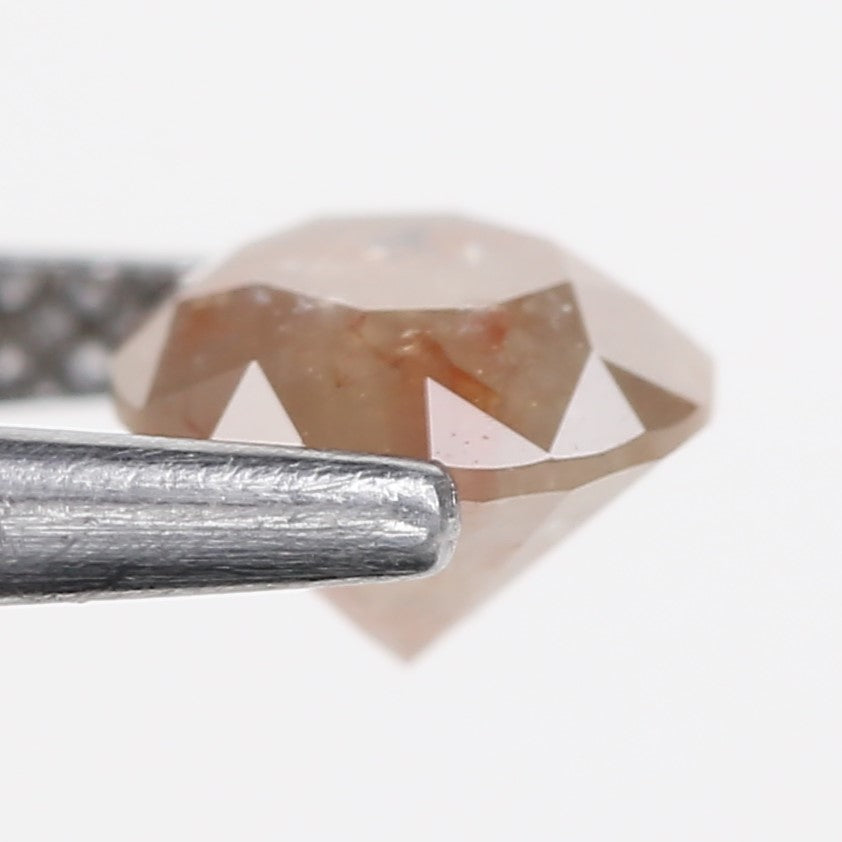 0.93 Carat Natural Orange Round Cut Salt Pepper Rustic Diamond 5.9 MM