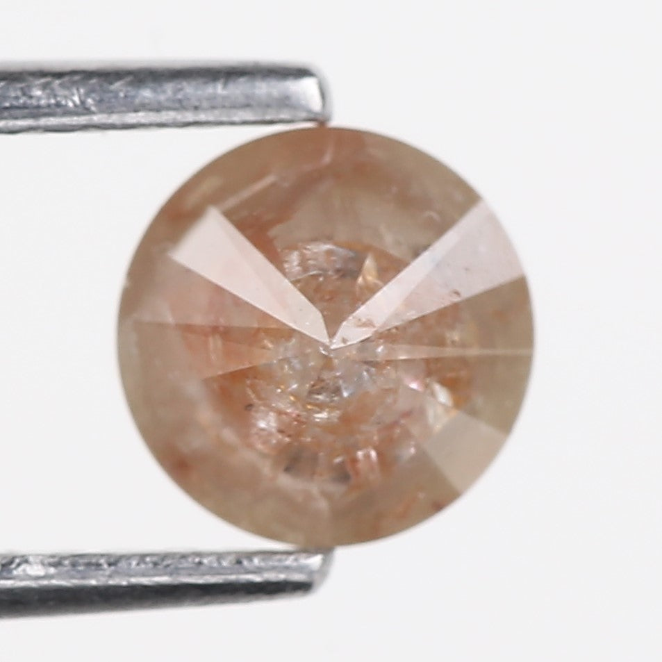 0.93 Carat Natural Orange Round Cut Salt Pepper Rustic Diamond 5.9 MM