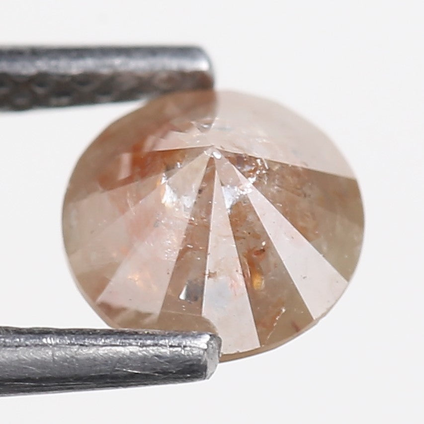 0.93 Carat Natural Orange Round Cut Salt Pepper Rustic Diamond 5.9 MM