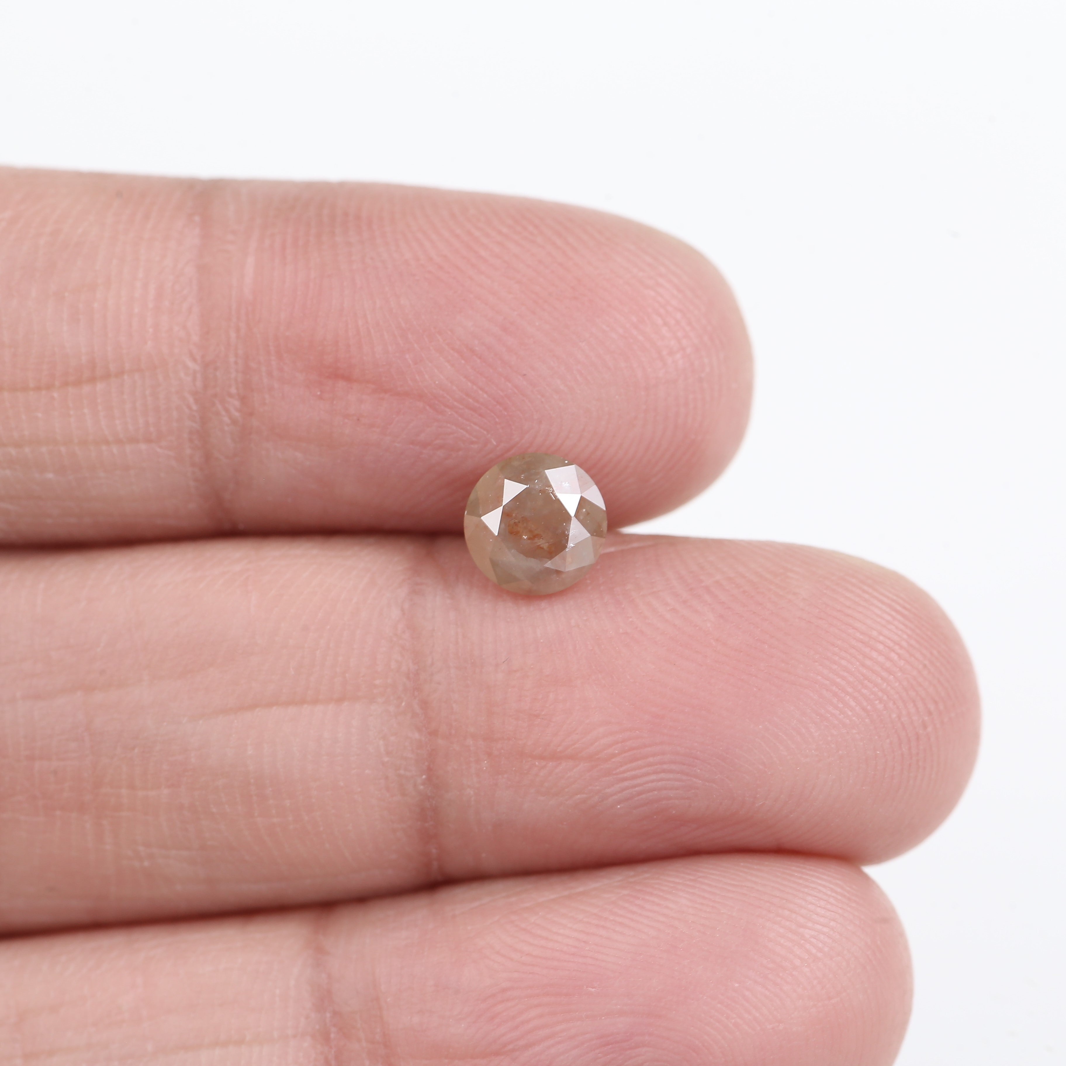 0.93 Carat Natural Orange Round Cut Salt Pepper Rustic Diamond 5.9 MM