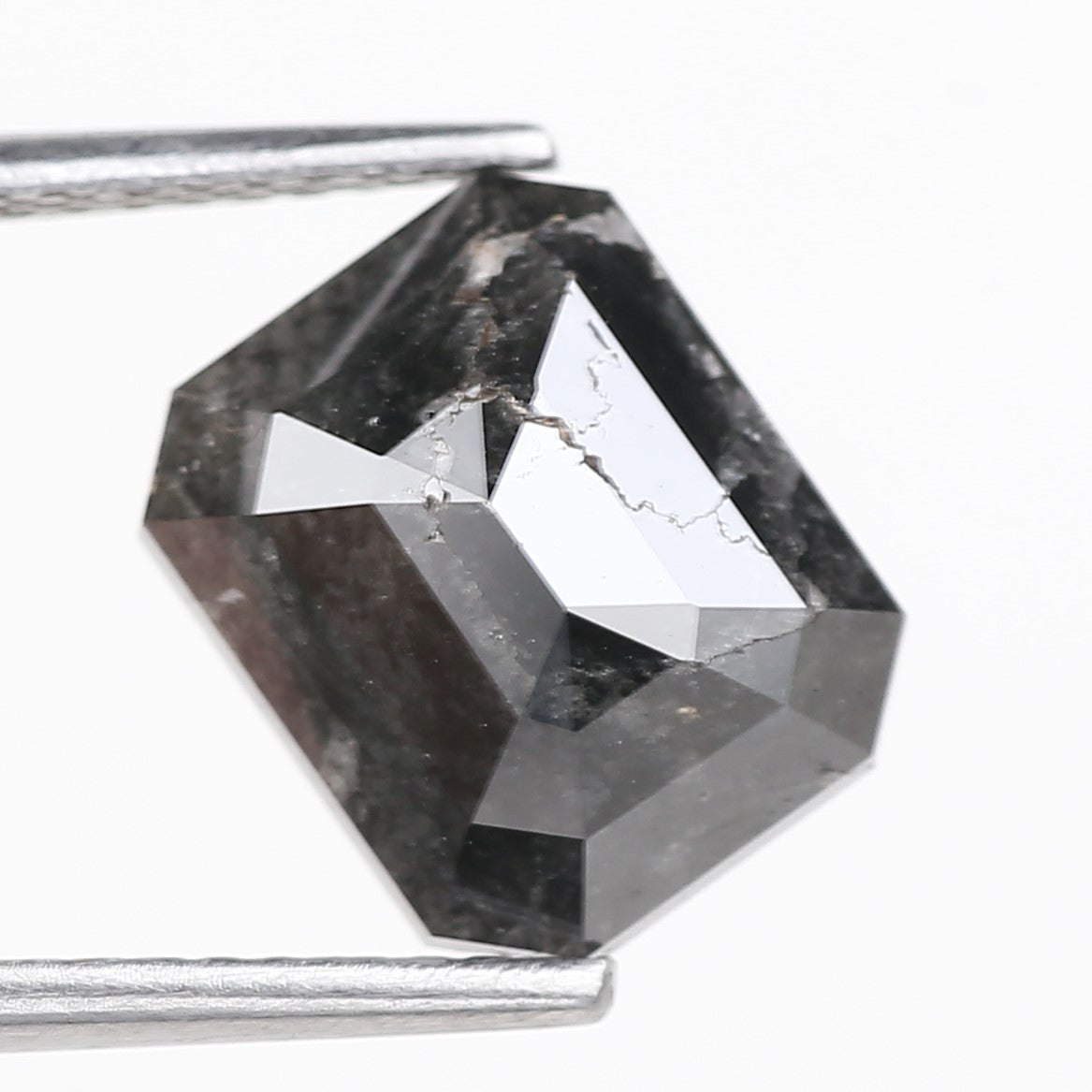 4.16 Carat Natural Black Emerald Loose Salt and Pepper Diamond 9.74 MM