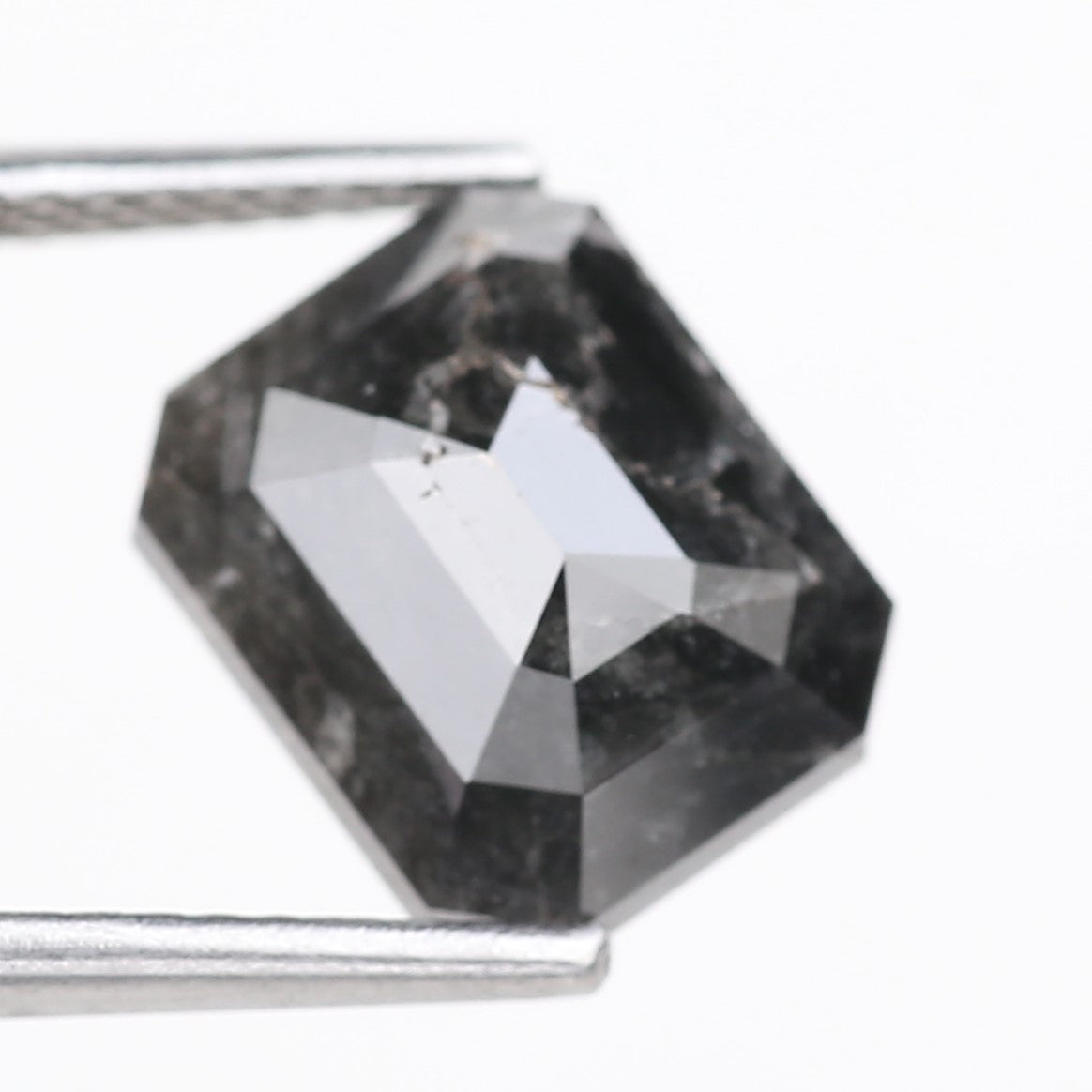 4.16 Carat Natural Black Emerald Loose Salt and Pepper Diamond 9.74 MM