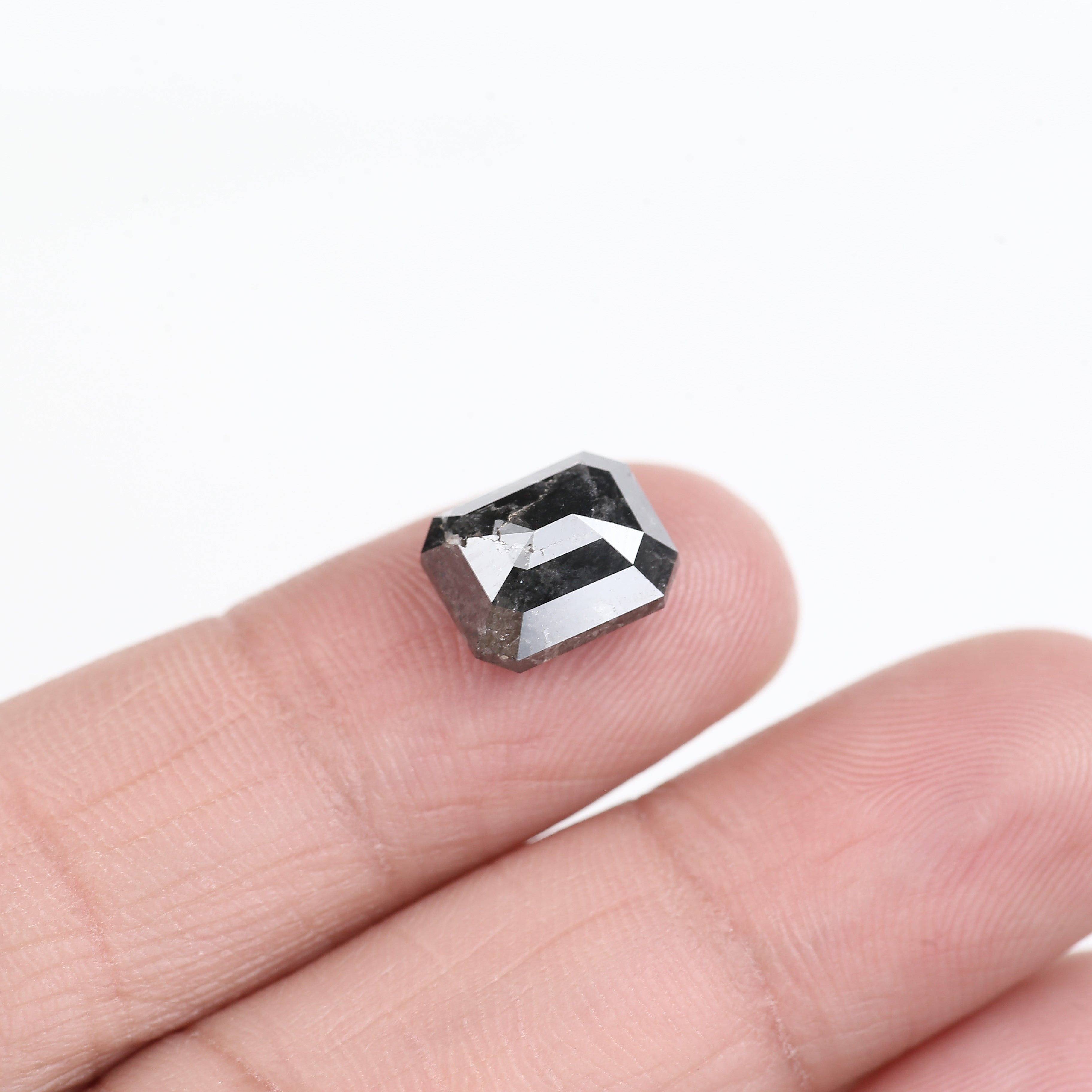 4.16 Carat Natural Black Emerald Loose Salt and Pepper Diamond 9.74 MM