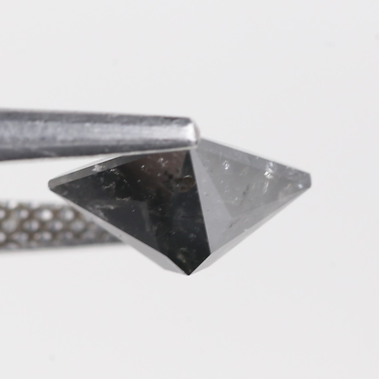 1.52 Ct Natural Black Princess Cut Salt and Pepper Diamond 6.47 MM