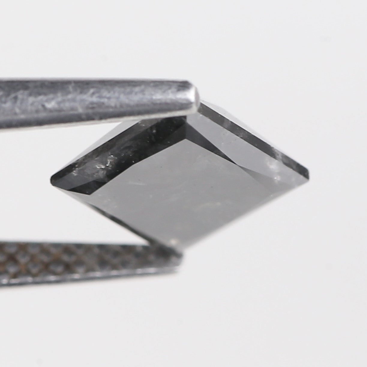 1.52 Ct Natural Black Princess Cut Salt and Pepper Diamond 6.47 MM