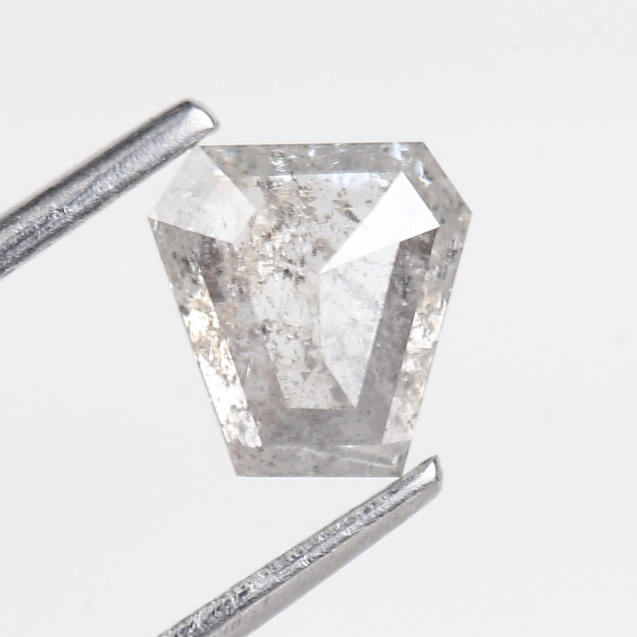 1.14 Carat Natural See Through Diamond Coffin Shape Salt and Pepper Stone 6.37 MM