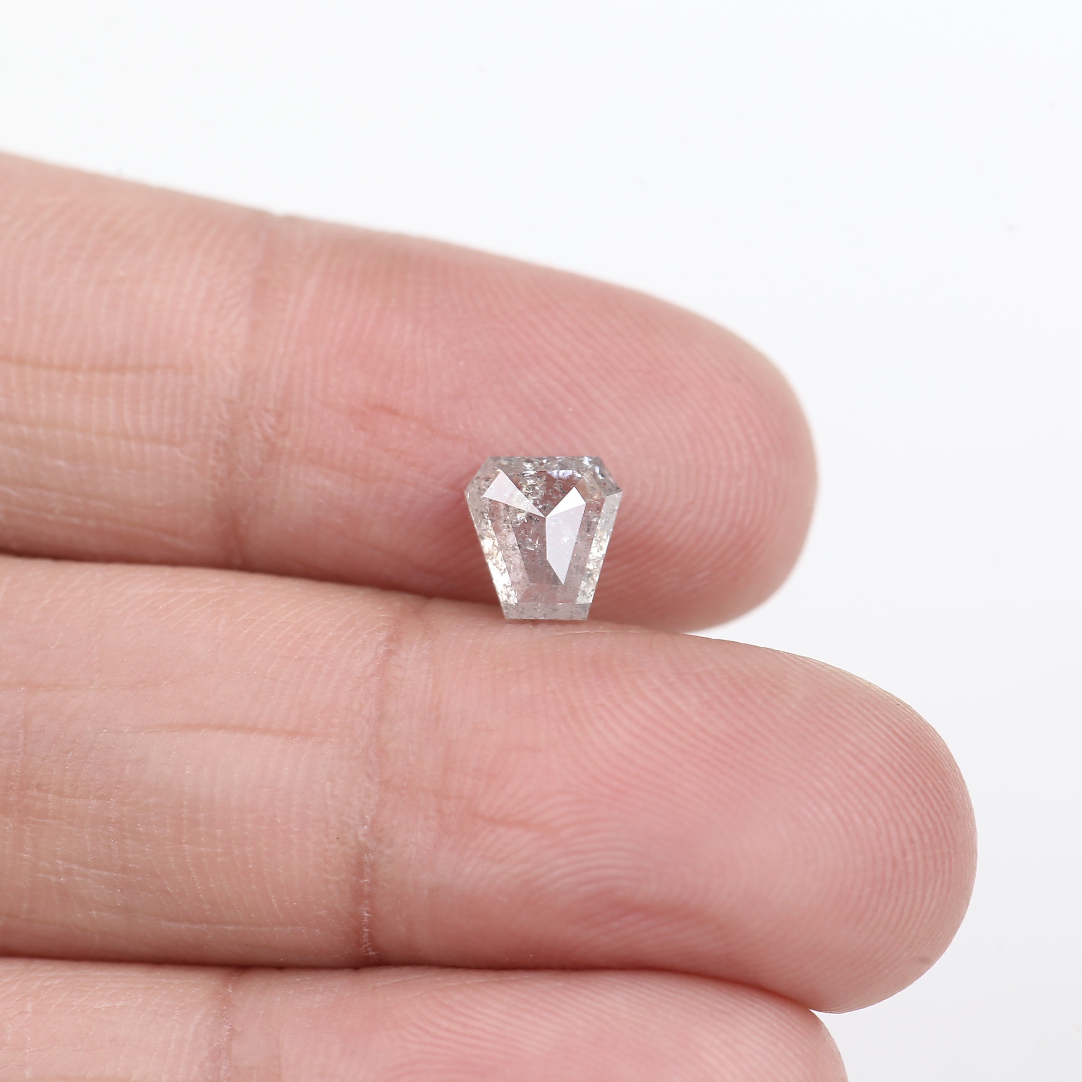 1.14 Carat Natural See Through Diamond Coffin Shape Salt and Pepper Stone 6.37 MM