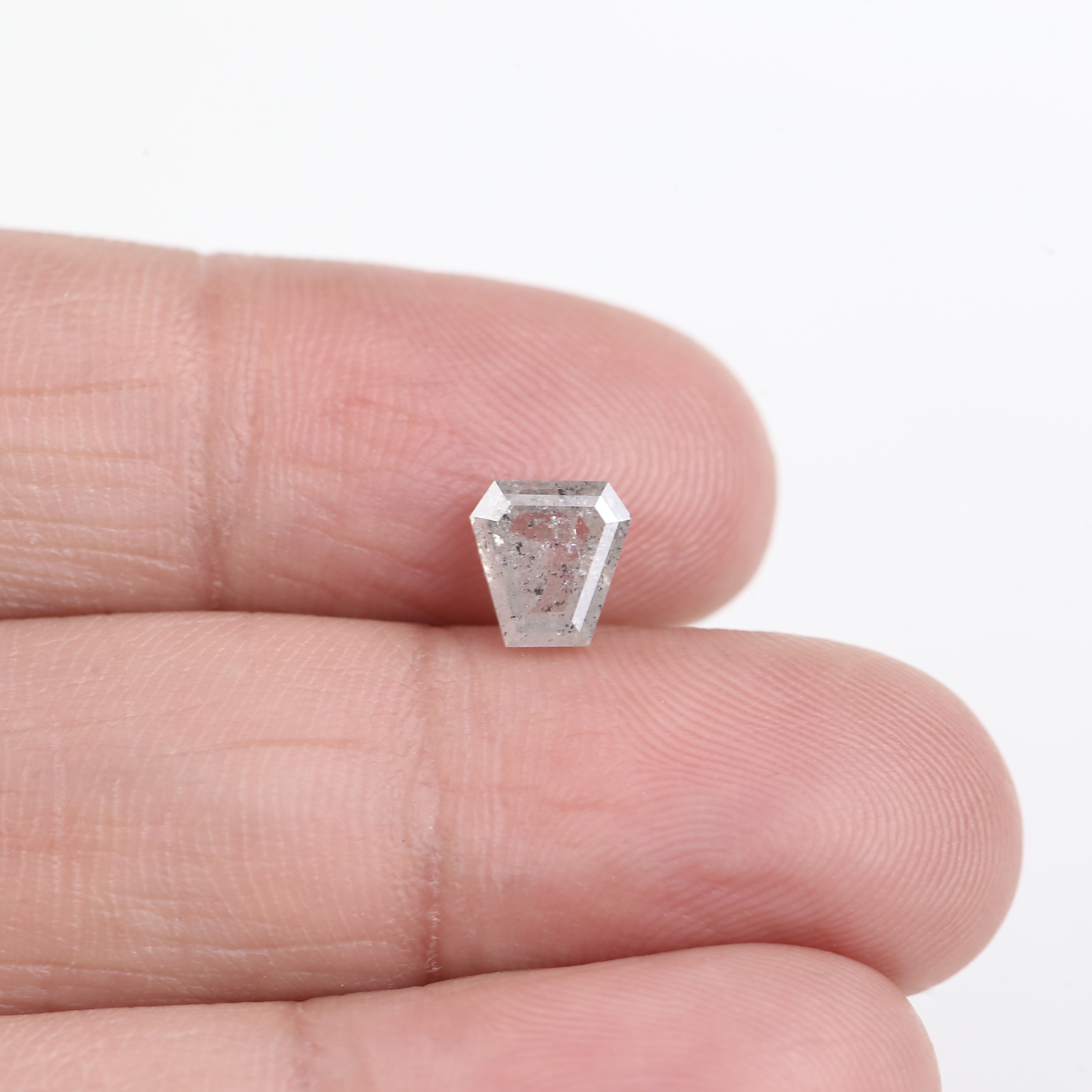1.14 Carat Natural See Through Diamond Coffin Shape Salt and Pepper Stone 6.37 MM