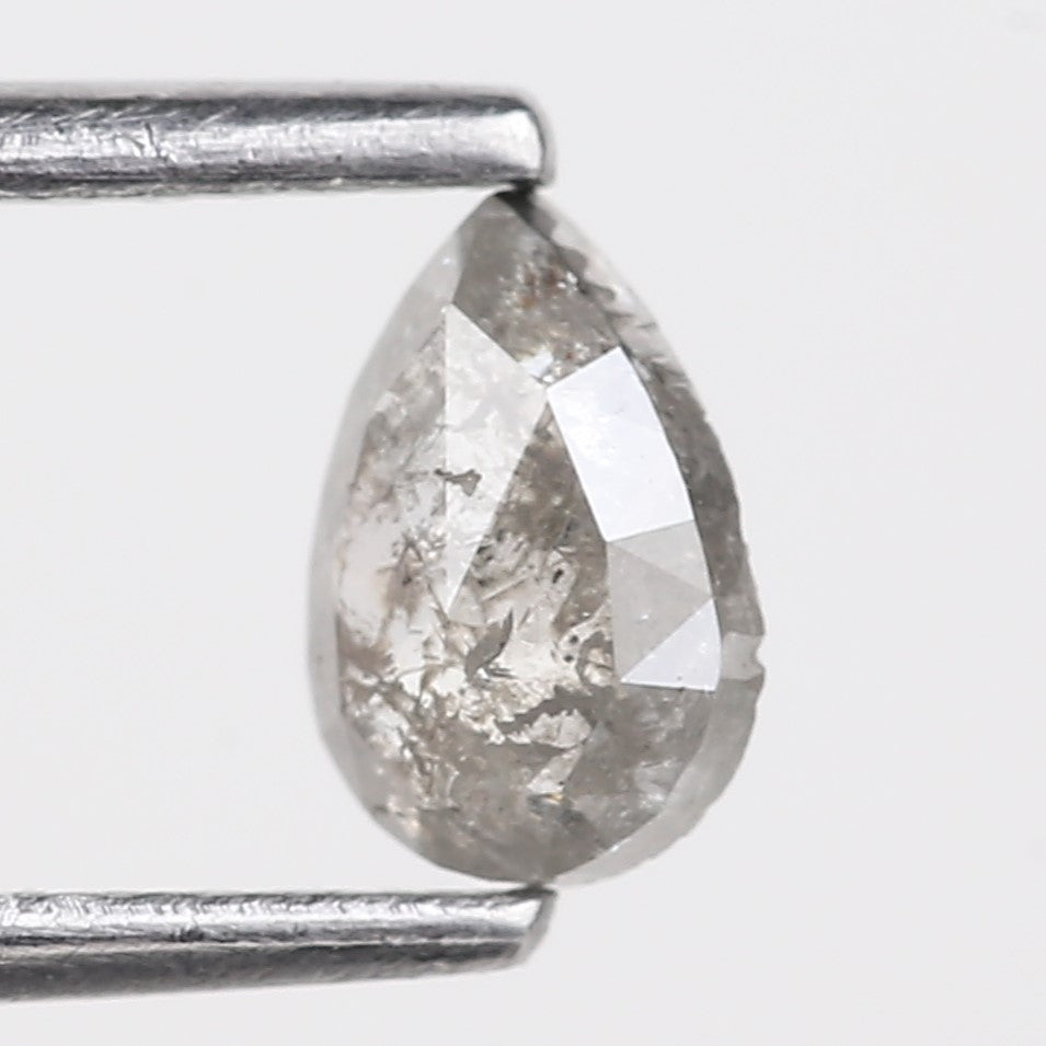 0.45 Carat Natural Grey Pear Cut Salt and Pepper Loose Diamond 6.07 MM