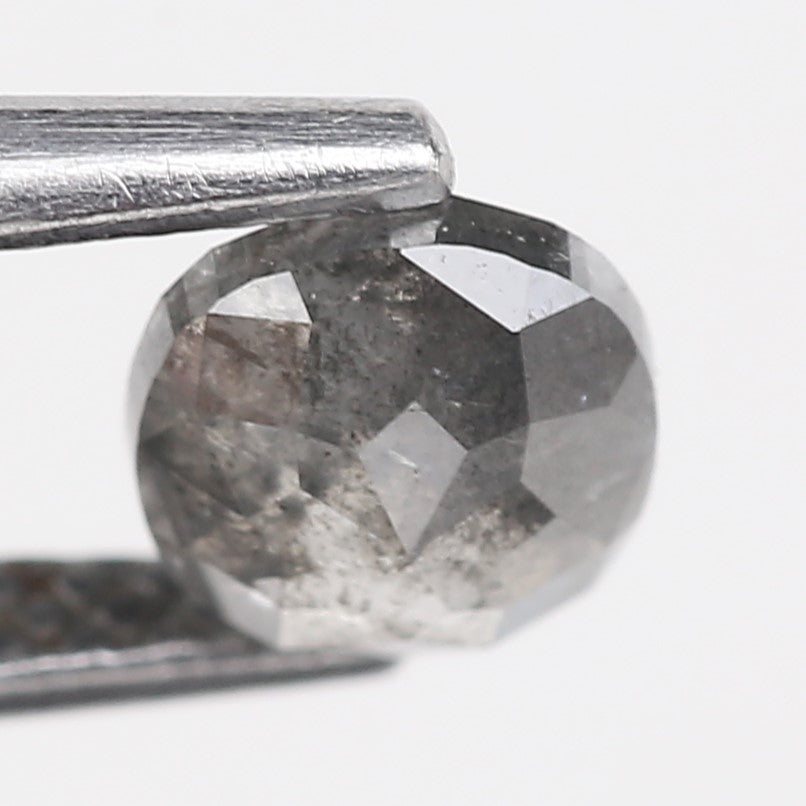 0.78 Carat Natural Grey Oval Rose Cut Loose Salt Pepper Diamond 5.55 MM
