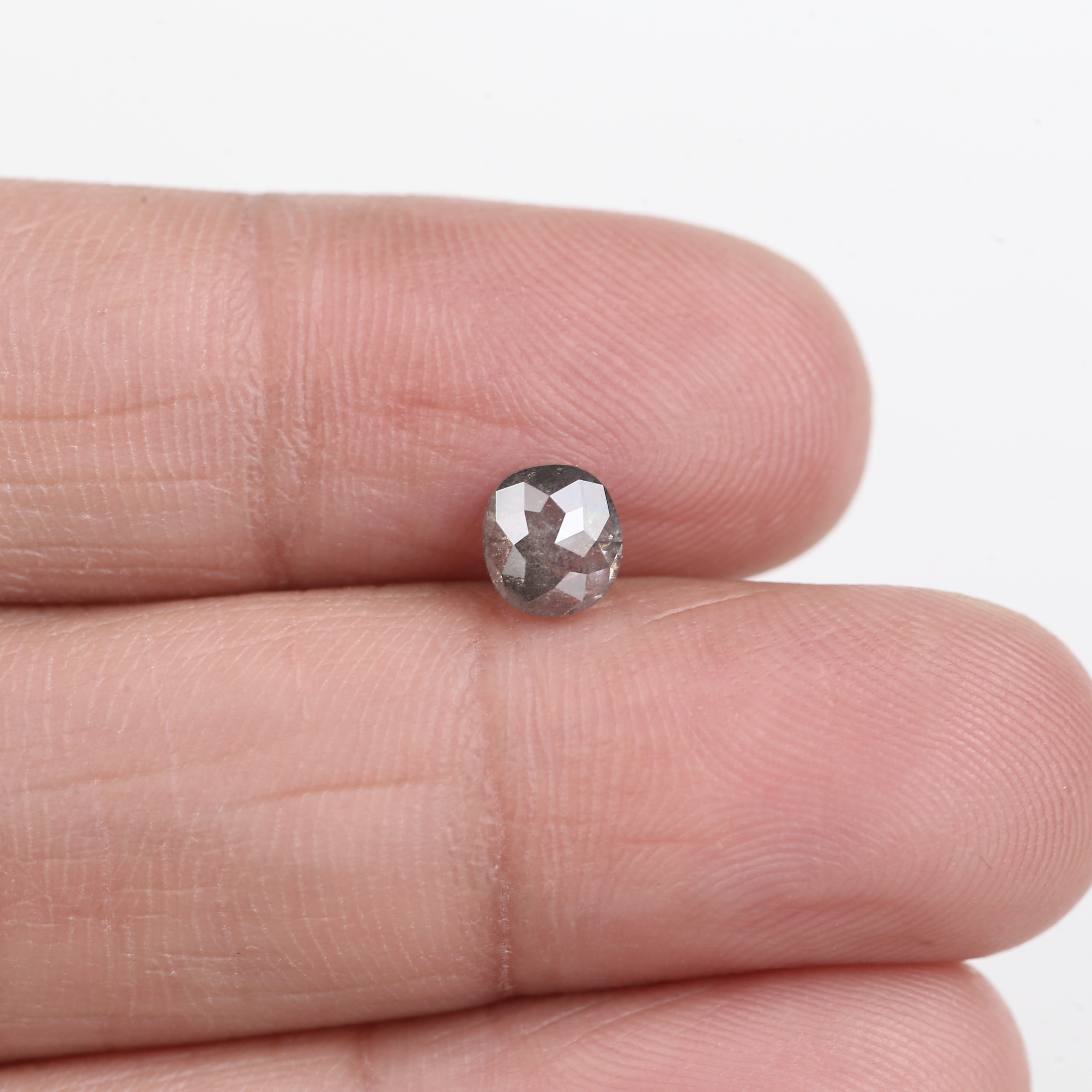 0.78 Carat Natural Grey Oval Rose Cut Loose Salt Pepper Diamond 5.55 MM