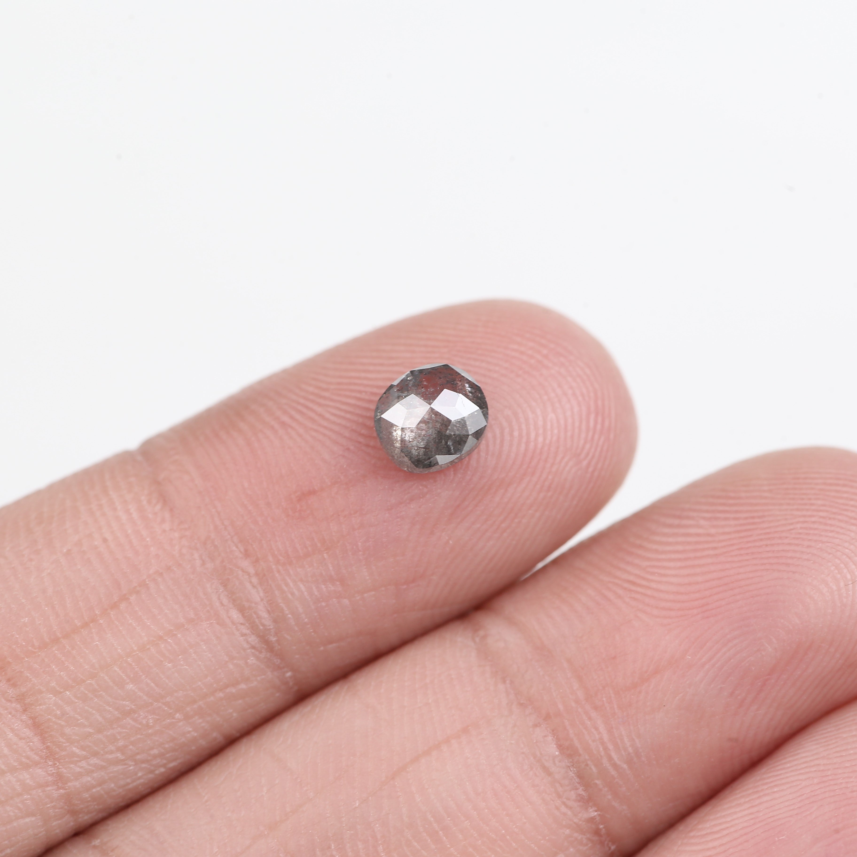 0.78 Carat Natural Grey Oval Rose Cut Loose Salt Pepper Diamond 5.55 MM