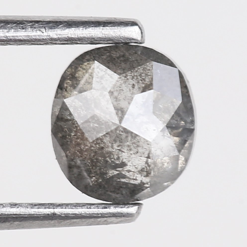0.78 Carat Natural Grey Oval Rose Cut Loose Salt Pepper Diamond 5.55 MM