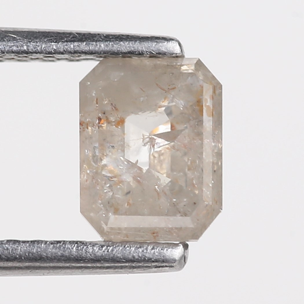 0.70 Carat Natural Salt and Pepper Diamond Emerald Cut 5.7 MM