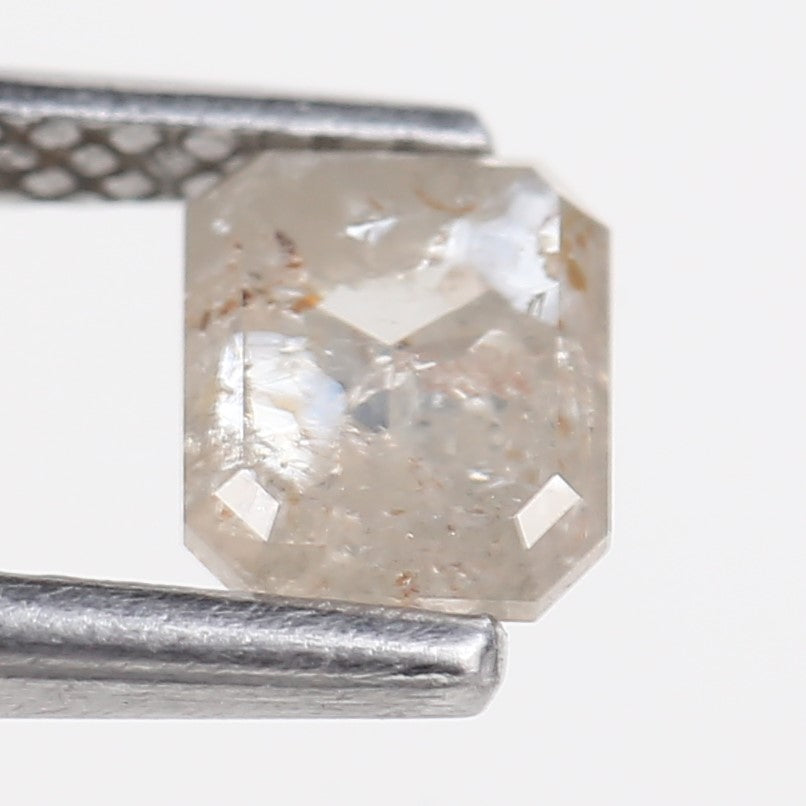 0.70 Carat Natural Salt and Pepper Diamond Emerald Cut 5.7 MM