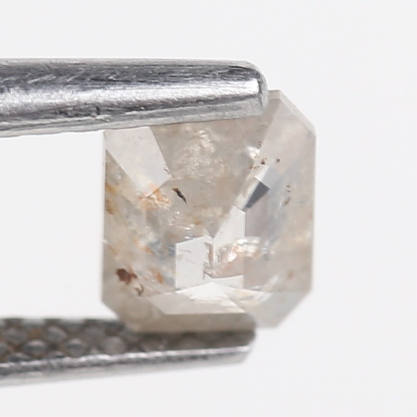 0.70 Carat Natural Salt and Pepper Diamond Emerald Cut 5.7 MM