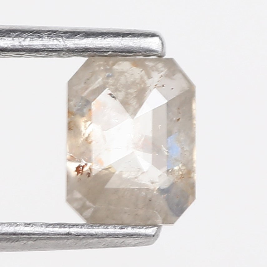 0.70 Carat Natural Salt and Pepper Diamond Emerald Cut 5.7 MM