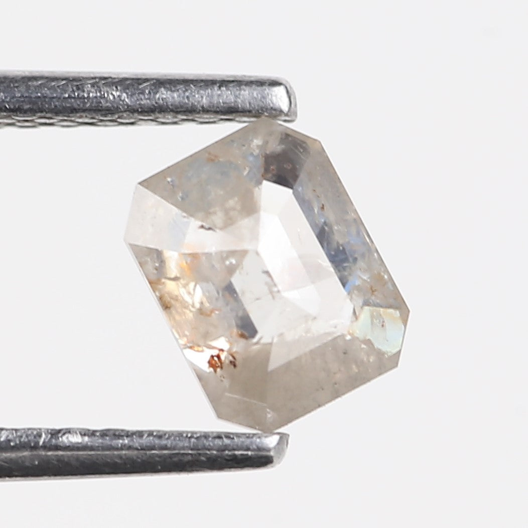 0.70 Carat Natural Salt and Pepper Diamond Emerald Cut 5.7 MM