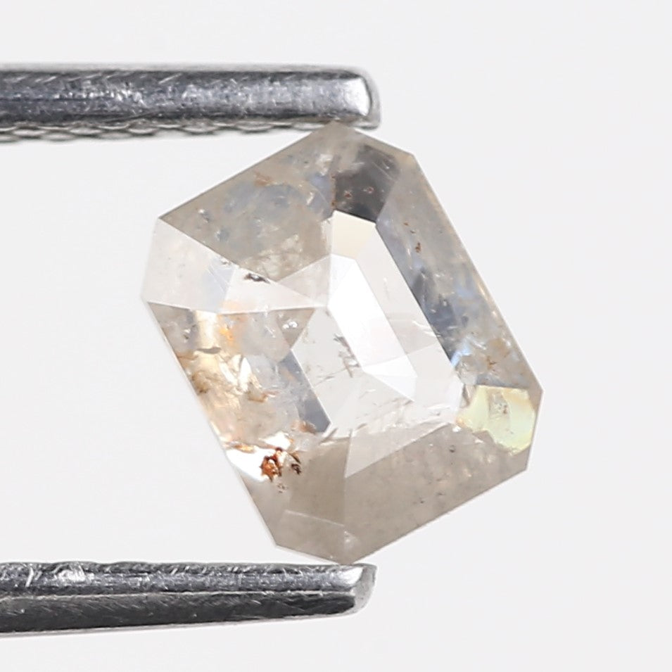 0.70 Carat Natural Salt and Pepper Diamond Emerald Cut 5.7 MM