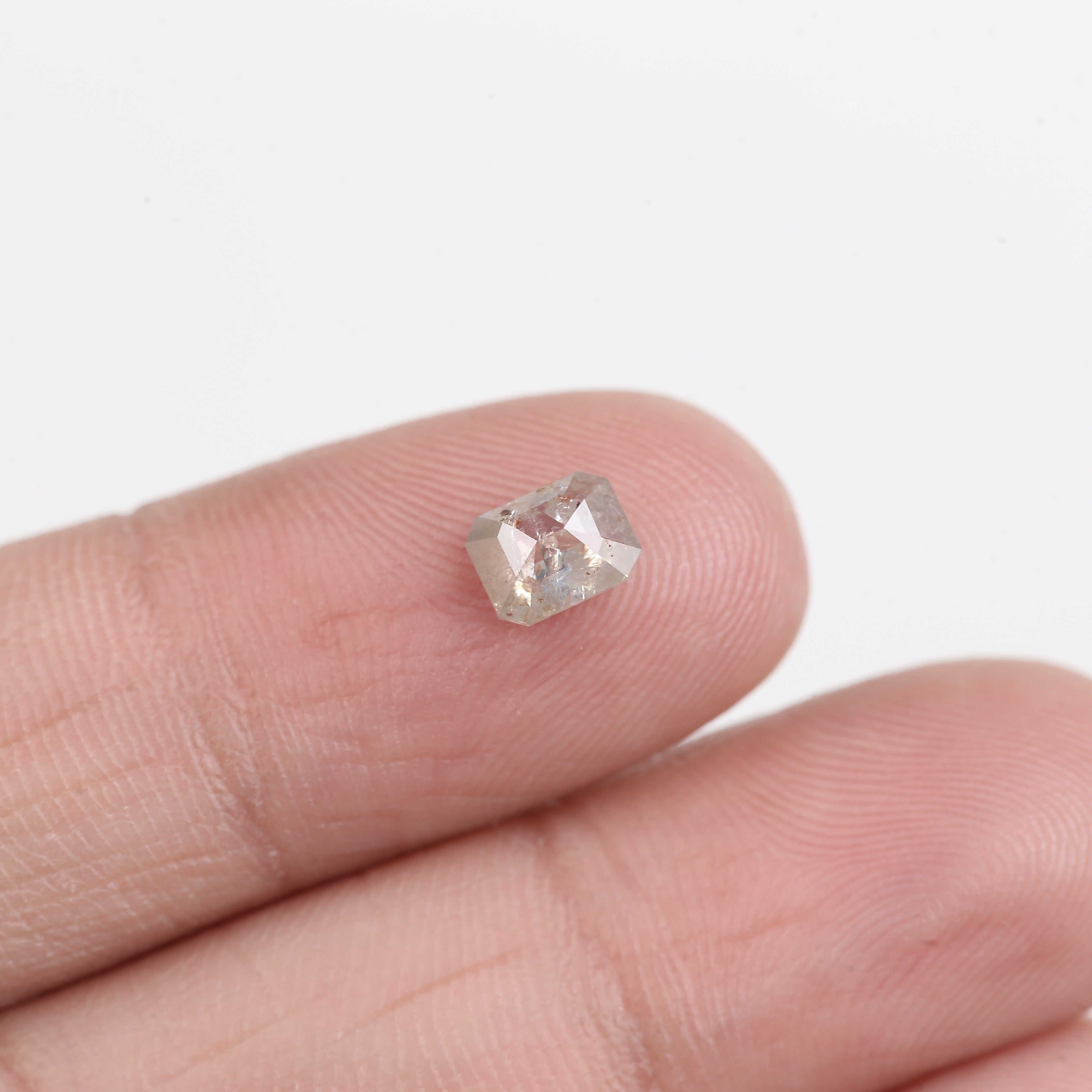 0.70 Carat Natural Salt and Pepper Diamond Emerald Cut 5.7 MM