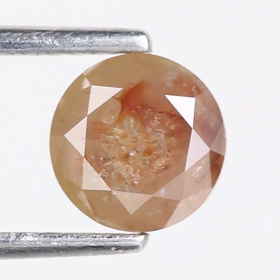 1.21 Carat Round Cut Salt and Pepper Orange Diamond 6.27 MM