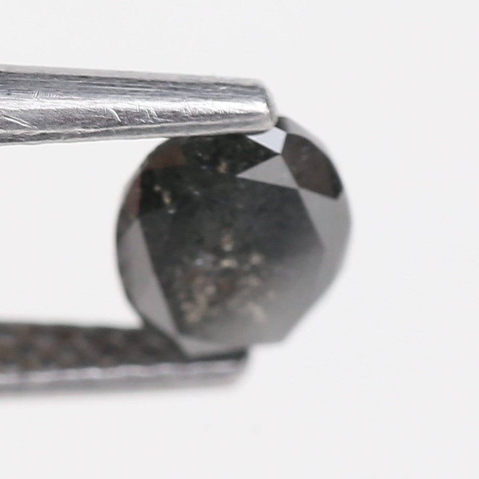 0.84 Carat Natural Black Oval Cut Salt Pepper Diamond 6.75 MM