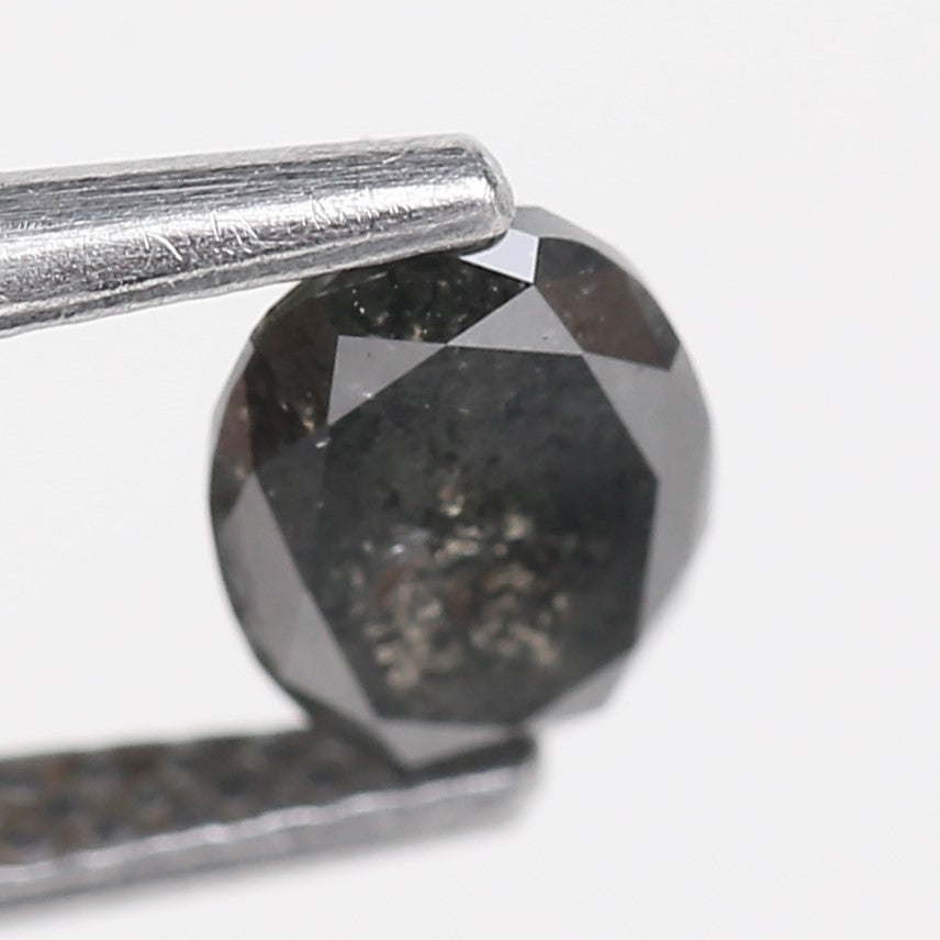 0.84 Carat Natural Black Oval Cut Salt Pepper Diamond 6.75 MM