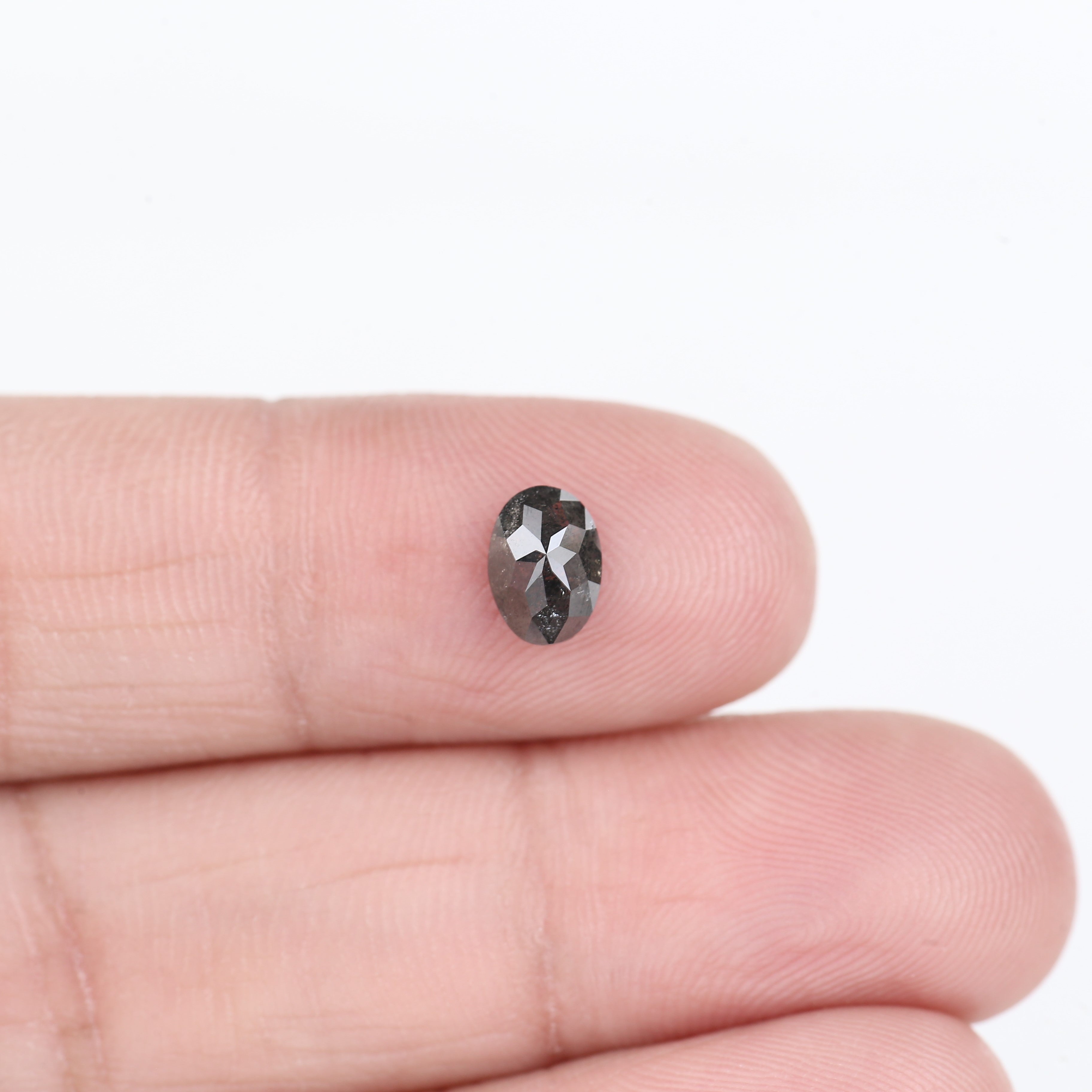 0.84 Carat Natural Black Oval Cut Salt Pepper Diamond 6.75 MM