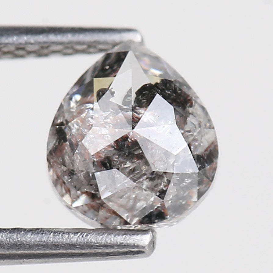 1.14 Carat Pear Shaped Natural Loose Salty Pepper Diamonds 6.30 MM