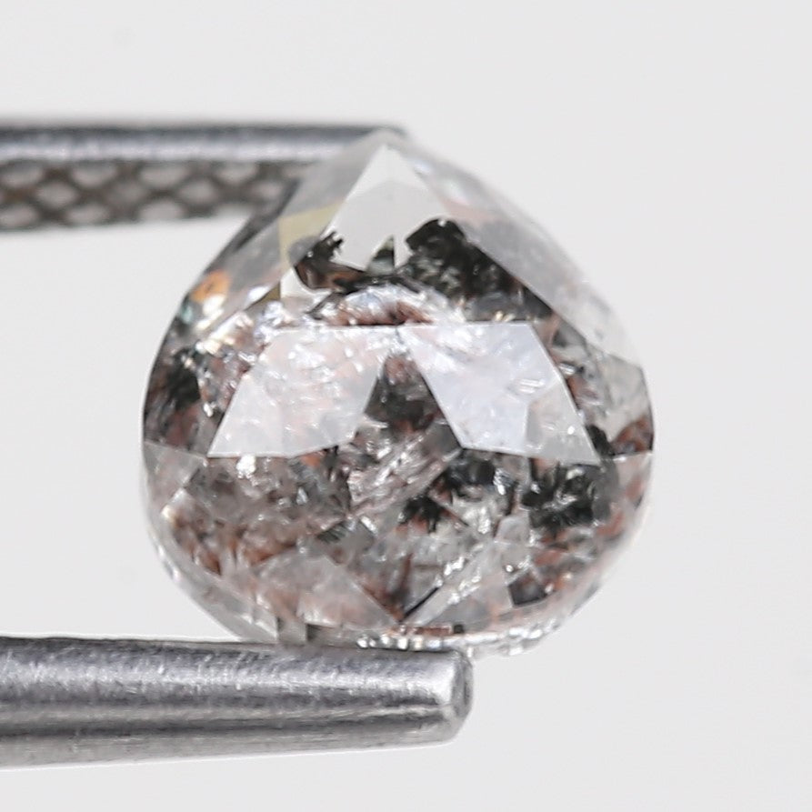 1.14 Carat Pear Shaped Natural Loose Salty Pepper Diamonds 6.30 MM